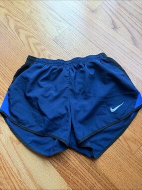 Nike Navy Blue Running Shorts with Silver Swoosh